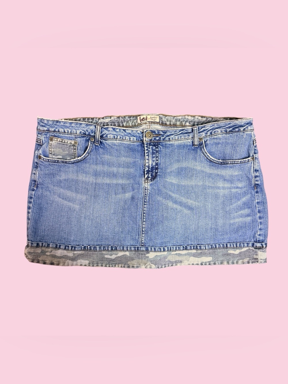 LEI denim and camo skort